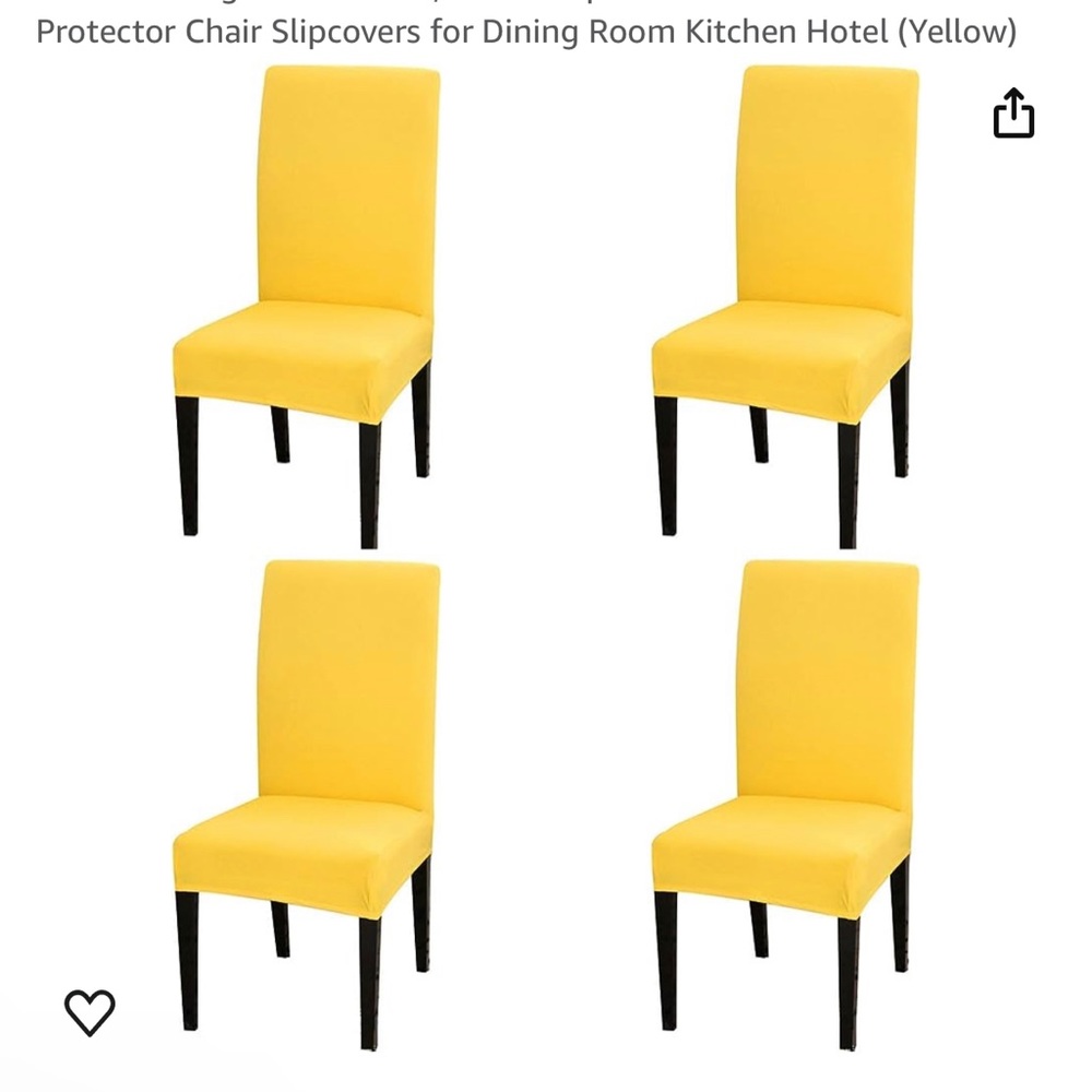 NEW Set of 4 Dining room chair covers cases - Yellow